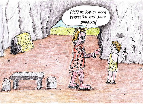 ¡Pedrito, otra vez arruinando la pared con esos garabatos!